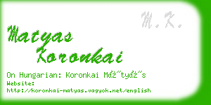 matyas koronkai business card